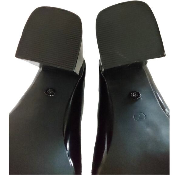 ASOS Daisy Street Black Vamp Pumps Size 7 Faux Patent Leather Block Heel Costume - Picture 8 of 12